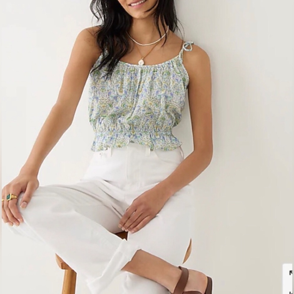 J.Crew Organic cotton ruffle-waist tank in Liberty® Lodden fabric Size: XXS
